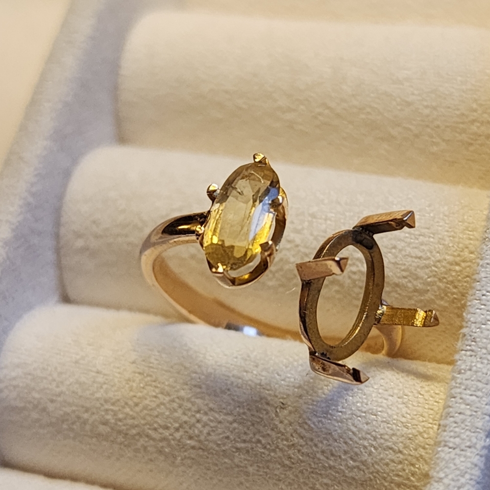 Vintage 9k Gold Victorian Citrine Ring for scrap